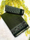 Tew Soft Bleck Dola Silk With Kalamkari Design Sarees Wholesalers In Delhi